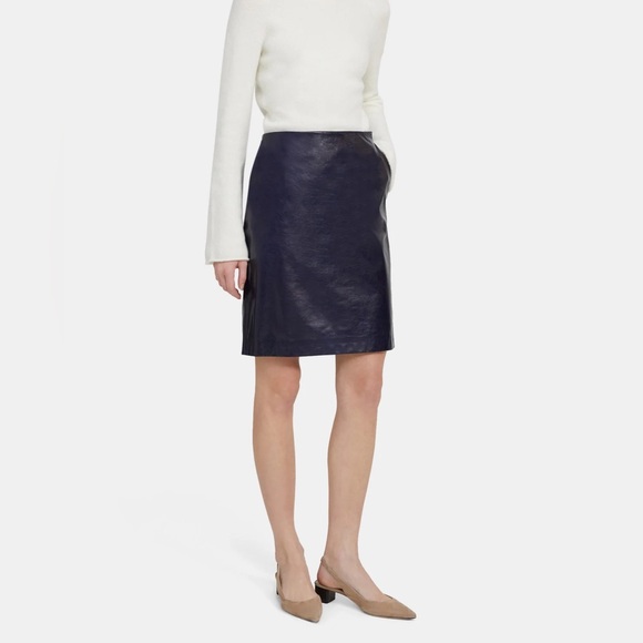Theory navy leather pencil skirt - Picture 9 of 9